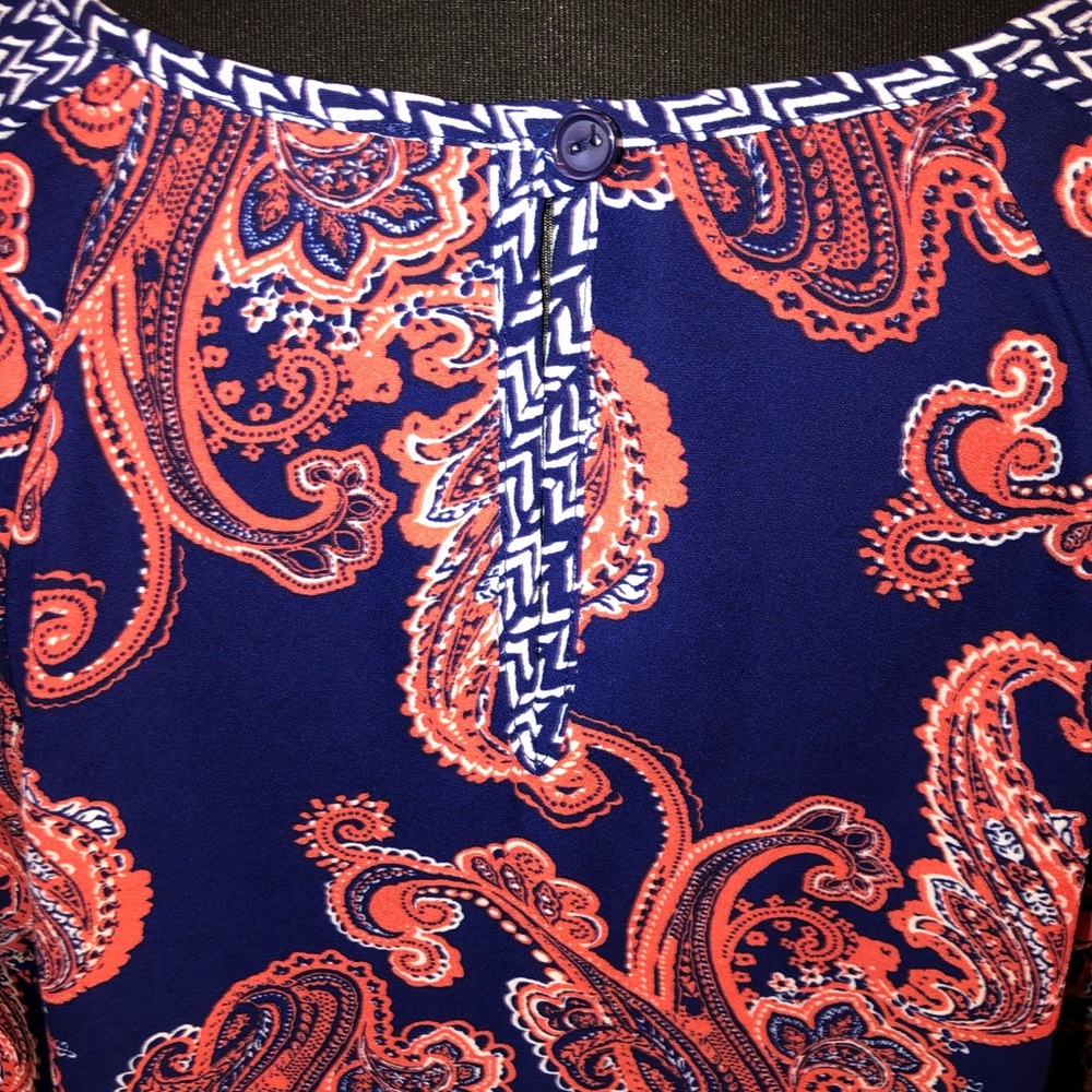 F21 Blue & Coral Paisley Blouse PLUS SIZE!!! - Picture 5 of 6
